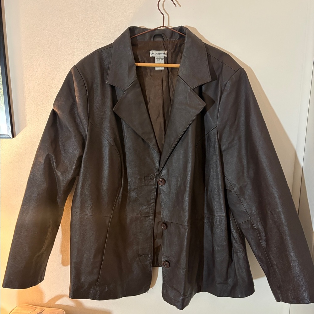 Jessica London Dark Brown Leather Jacket